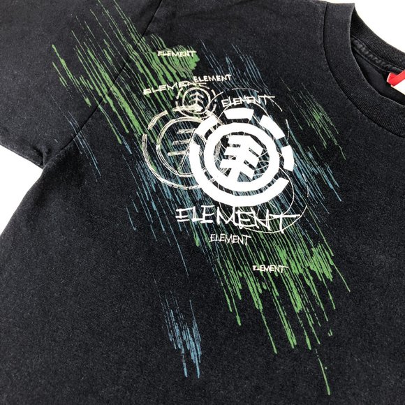 Vintage Element Skateboards Shirt Boys Extra Large Black Faded Shoulder Logo Tee - Picture 2 of 10